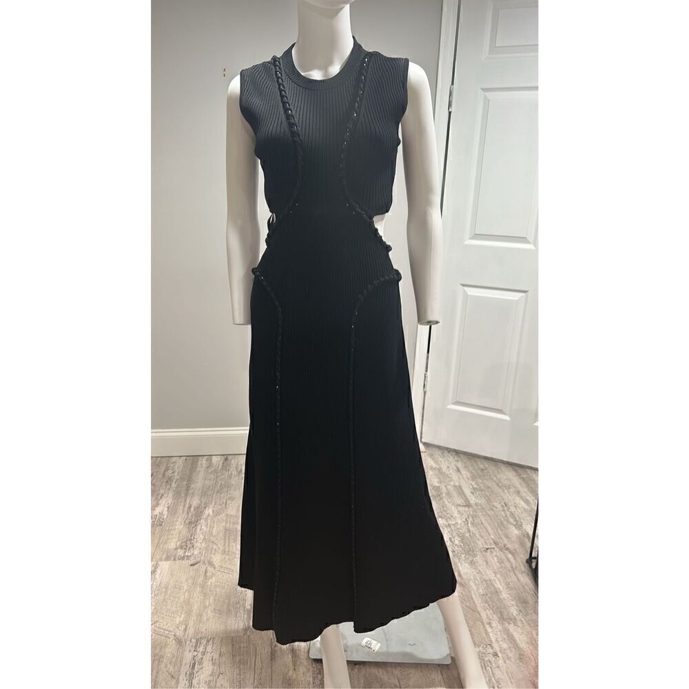 Aje Sculptra Arp Black Cut-Out Midi Dress Size Medium - Picture 9 of 11